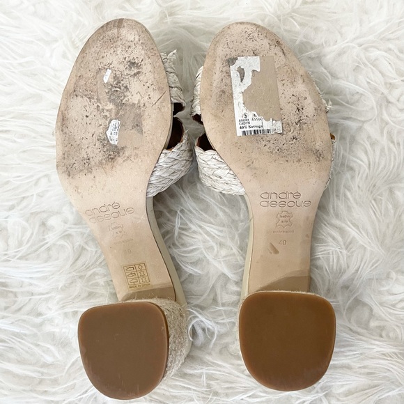 Andre Assous Ivory Cadyn Slip On Sandals block heel raffia jute open toe slides - Picture 8 of 10